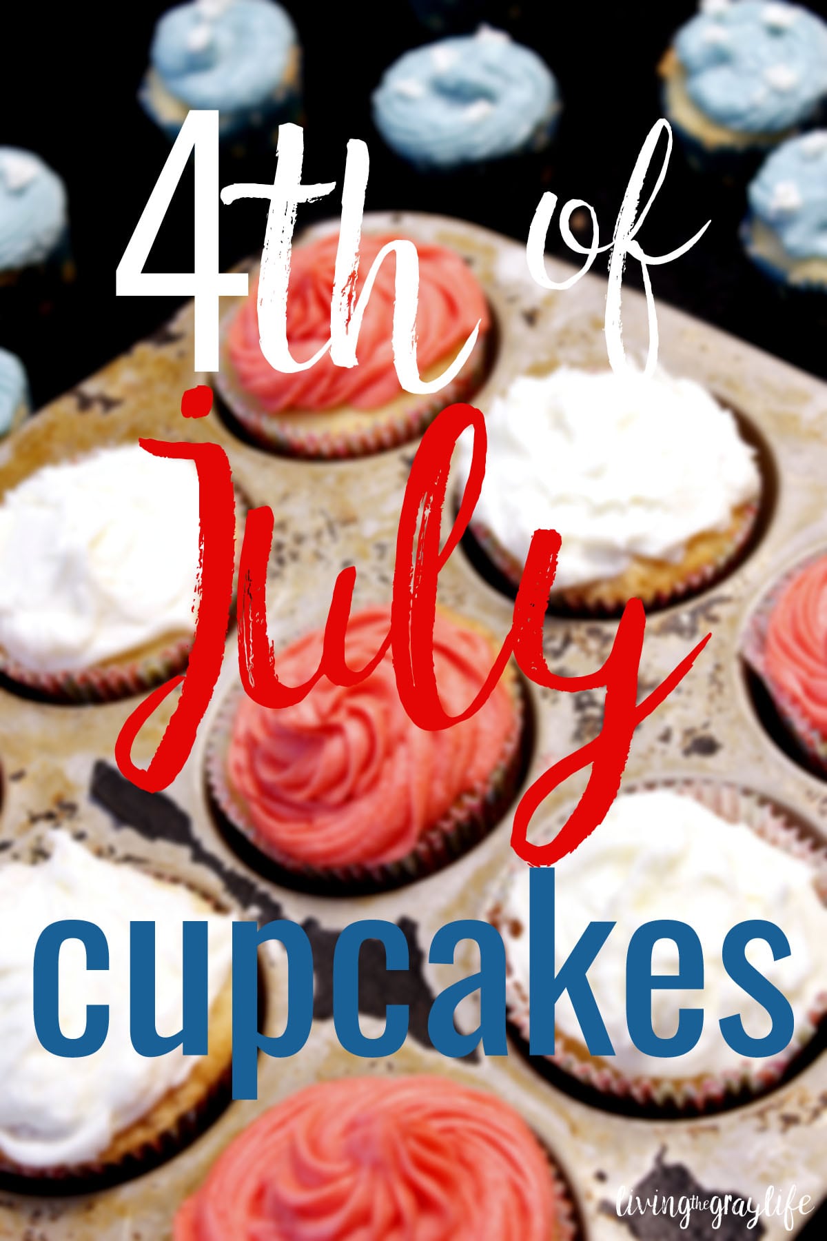 An easy, simple, delicious recipe for festive 4th of July cupcakes.