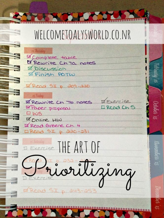 How to Have an Great Semester - The Art of Prioritizing from Welcome to Aly's World