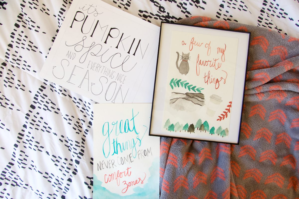 watercolors and hand lettering